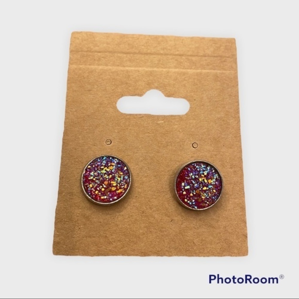 Fuchsia 12mm stud earrings